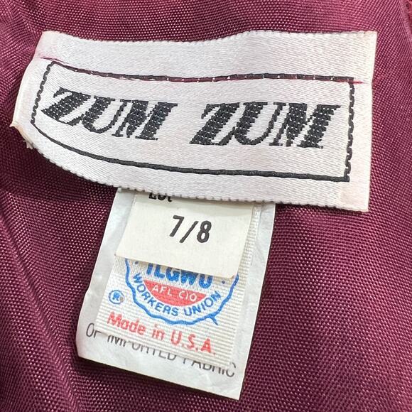 ZUM ZUM VINTAGE Deep Red Velvet Off Shoulder Cocktail Dress SZ 7/8 - Picture 8 of 12